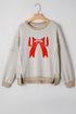 Striped Drop Shoulder Chenille Bow Patch Shirt