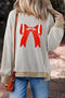 Striped Drop Shoulder Chenille Bow Patch Shirt