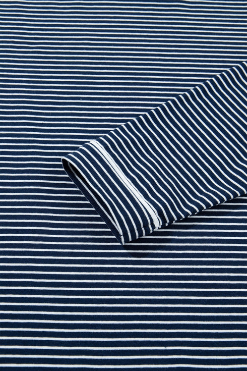 Striped Drop Shoulder Cotton Blend Tee And Shorts Lounge Set