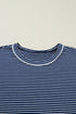 Striped Drop Shoulder Cotton Blend Tee And Shorts Lounge Set
