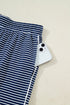 Striped Drop Shoulder Cotton Blend Tee And Shorts Lounge Set