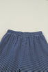 Striped Drop Shoulder Cotton Blend Tee And Shorts Lounge Set
