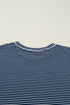 Striped Drop Shoulder Cotton Blend Tee And Shorts Lounge Set