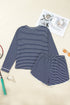 Striped Drop Shoulder Cotton Blend Tee And Shorts Lounge Set