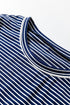 Striped Drop Shoulder Cotton Blend Tee And Shorts Lounge Set