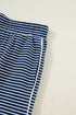 Striped Drop Shoulder Cotton Blend Tee And Shorts Lounge Set