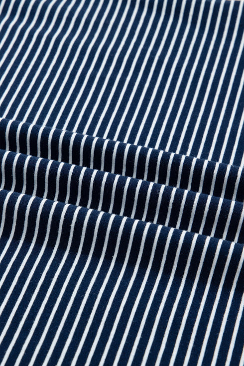 Striped Drop Shoulder Cotton Blend Tee And Shorts Lounge Set