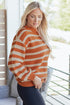 Striped Drop Shoulder Crew Neck Knit Sweater