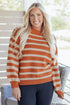 Striped Drop Shoulder Crew Neck Knit Sweater
