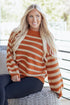 Striped Drop Shoulder Crew Neck Knit Sweater