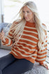 Striped Drop Shoulder Crew Neck Knit Sweater