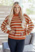 Striped Drop Shoulder Crew Neck Knit Sweater