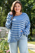 Striped Drop Shoulder Crewneck Pullover Knit Sweater