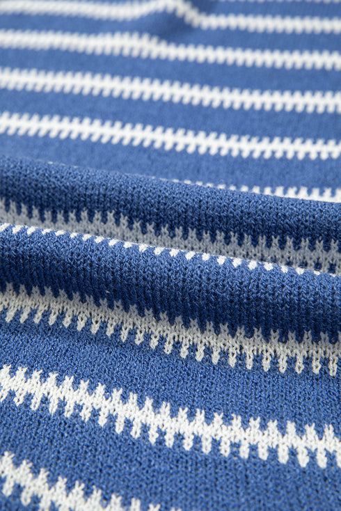 Striped Drop Shoulder Crewneck Pullover Knit Sweater