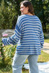 Striped Drop Shoulder Crewneck Pullover Knit Sweater