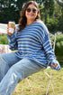 Striped Drop Shoulder Crewneck Pullover Knit Sweater
