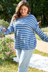 Striped Drop Shoulder Crewneck Pullover Knit Sweater