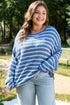 Striped Drop Shoulder Crewneck Pullover Knit Sweater