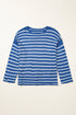Striped Drop Shoulder Crewneck Pullover Knit Sweater