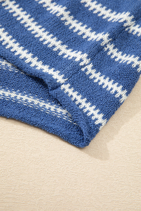 Striped Drop Shoulder Crewneck Pullover Knit Sweater