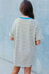Striped Drop Shoulder Cuffed Sleeve Tunic T Shirt Dress