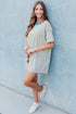 Striped Drop Shoulder Cuffed Sleeve Tunic T Shirt Dress