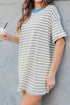 Striped Drop Shoulder Cuffed Sleeve Tunic T Shirt Dress