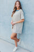 Striped Drop Shoulder Cuffed Sleeve Tunic T Shirt Dress