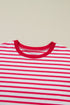 Striped Drop Shoulder Half Sleeve Cotton Stretch Casual Tee