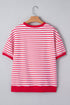 Striped Drop Shoulder Half Sleeve Cotton Stretch Casual Tee
