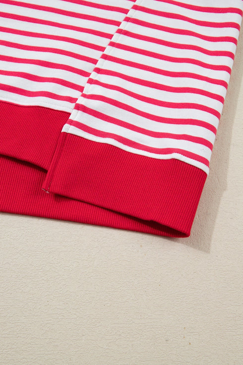 Striped Drop Shoulder Half Sleeve Cotton Stretch Casual Tee