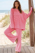 Striped Drop Shoulder Long Sleeve Pant Set