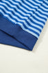 Striped Drop Shoulder Long Sleeve Pullover Short Set