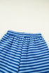 Striped Drop Shoulder Long Sleeve Pullover Short Set