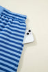 Striped Drop Shoulder Long Sleeve Pullover Short Set