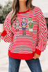 Striped Drop Shoulder Nutcracker Sequin Patch Long Sleeve Tee