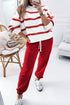 Striped Drop Shoulder Pullover And Jogger Pant Set