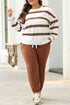 Striped Drop Shoulder Pullover And Jogger Pant Set
