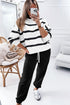 Striped Drop Shoulder Pullover And Jogger Pant Set