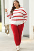 Striped Drop Shoulder Pullover And Jogger Pant Set