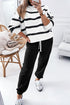 Striped Drop Shoulder Pullover And Jogger Pant Set
