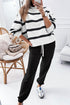 Striped Drop Shoulder Pullover And Jogger Pant Set