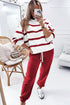 Striped Drop Shoulder Pullover And Jogger Pant Set