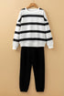 Striped Drop Shoulder Pullover And Jogger Pant Set