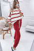 Striped Drop Shoulder Pullover And Jogger Pant Set