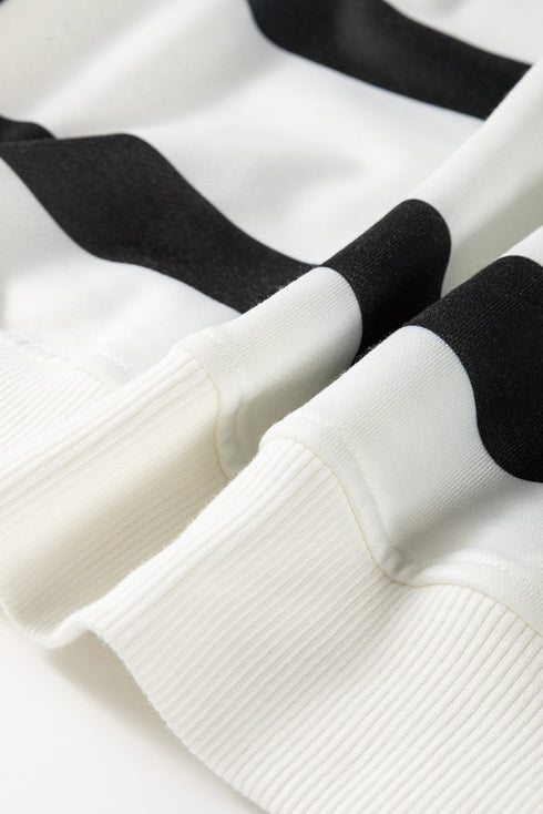 Striped Drop Shoulder Pullover And Jogger Pant Set