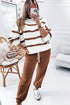 Striped Drop Shoulder Pullover And Jogger Pant Set