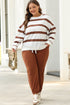 Striped Drop Shoulder Pullover And Jogger Pant Set