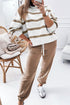 Striped Drop Shoulder Pullover And Jogger Pant Set