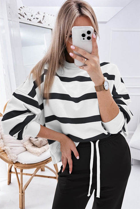 Striped Drop Shoulder Pullover And Jogger Pant Set